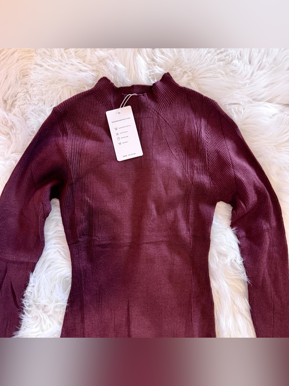 ZESICA Ribbed Knit Midi Sweater Dress Mauve Pink Side Slit Mock Neck NWT Small - Picture 2 of 11